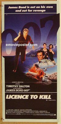 k654 LICENCE TO KILL Australian daybill movie poster '89 Dalton as Bond!