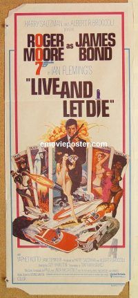 k658 LIVE & LET DIE Australian daybill movie poster '73 Moore as Bond