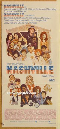 k696 NASHVILLE Australian daybill movie poster '75 Robert Altman, Carradine