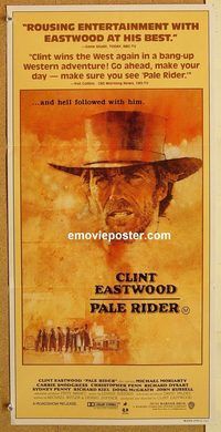 k712 PALE RIDER Australian daybill movie poster '85 great Eastwood art!