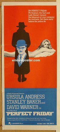 k714 PERFECT FRIDAY Australian daybill movie poster '70 Ursula Andress