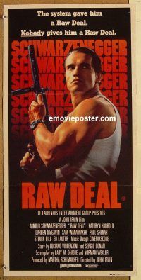 k739 RAW DEAL Australian daybill movie poster '86 Schwarzenegger
