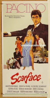 k754 SCARFACE Australian daybill movie poster '83 Pacino, De Palma, Stone