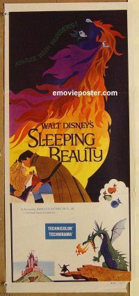 k763 SLEEPING BEAUTY Aust daybill R1970s Walt Disney cartoon fairy tale fantasy classic!