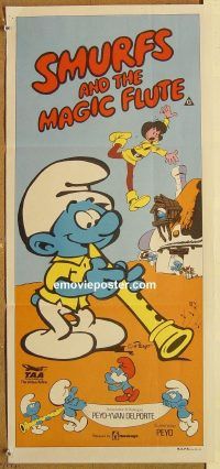 k767 SMURFS & THE MAGIC FLUTE Australian daybill movie poster '83 cartoon!