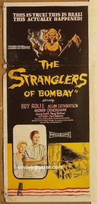 k783 STRANGLERS OF BOMBAY Australian daybill movie poster '60 murder cult!
