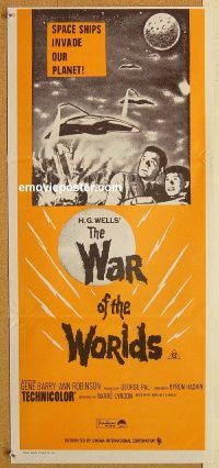 k825 WAR OF THE WORLDS Australian daybill movie poster R70s Gene Barry
