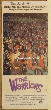 k827 WARRIORS Australian daybill movie poster '79 Walter Hill, gangs!