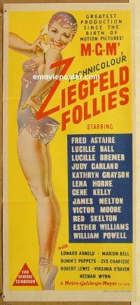 k842 ZIEGFELD FOLLIES Australian daybill movie poster '45 Astaire, Ball