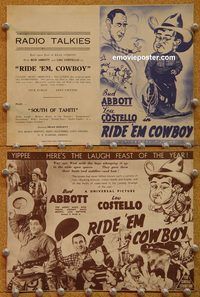 k438 RIDE 'EM COWBOY Aust movie herald '42 Abbott & Costello