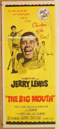 k487 BIG MOUTH Australian daybill movie poster '67 Jerry Lewis spy spoof!
