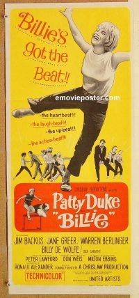 k490 BILLIE Australian daybill movie poster '65 Patty Duke, Backus, Greer