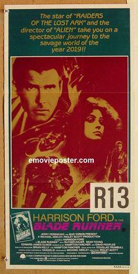 k494 BLADE RUNNER Australian daybill movie poster '82 Harrison Ford, Hauer
