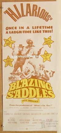 k495 BLAZING SADDLES Australian daybill movie poster '74 classic Mel Brooks!