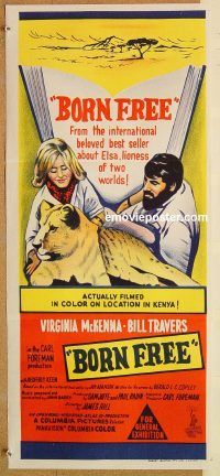 k500 BORN FREE Australian daybill movie poster '66 McKenna, Travers