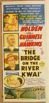 k507 BRIDGE ON THE RIVER KWAI Australian daybill movie poster '58 Holden
