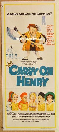 k519 CARRY ON HENRY VIII Australian daybill movie poster '72 English sex!