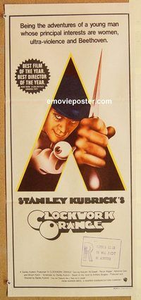 k531 CLOCKWORK ORANGE Australian daybill movie poster '72 Stanley Kubrick