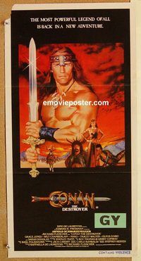k533 CONAN THE DESTROYER Australian daybill movie poster '84 Schwarzenegger