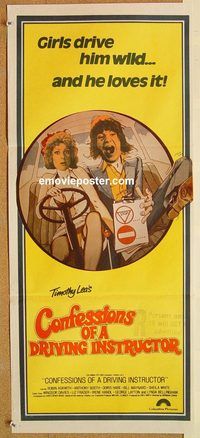 k535 CONFESSIONS OF A DRIVING INSTRUCTOR Australian daybill movie poster '76