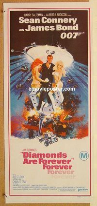 k550 DIAMONDS ARE FOREVER Australian daybill movie poster '71 Sean Connery