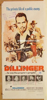 k551 DILLINGER Australian daybill movie poster '73 Warren Oates, AIP!