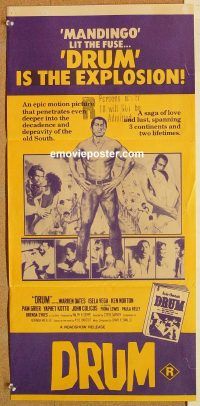 k558 DRUM Australian daybill movie poster '76 Ken Norton, blaxploitation!
