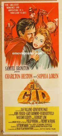 k563 EL CID Australian daybill movie poster '61 Charlton Heston, Loren