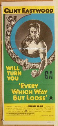 k570 EVERY WHICH WAY BUT LOOSE Australian daybill movie poster '78 Eastwood