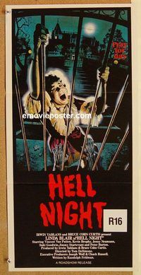 k616 HELL NIGHT Australian daybill movie poster '81 Linda Blair, horror!