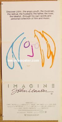 k627 IMAGINE Australian daybill movie poster '88 great John Lennon artwork!