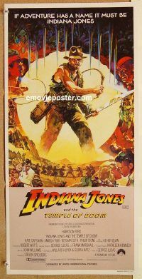 k630 INDIANA JONES & THE TEMPLE OF DOOM Vaughan art style Australian daybill movie poster '84