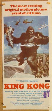 k643 KING KONG Australian daybill movie poster '76 BIG Ape, Jessica Lange