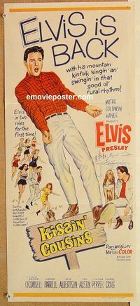 k644 KISSIN' COUSINS Australian daybill movie poster '64 Elvis Presley