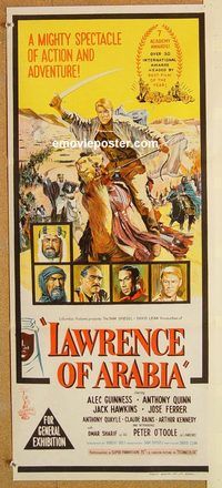 k649 LAWRENCE OF ARABIA Australian daybill movie poster '63 Peter O'Toole
