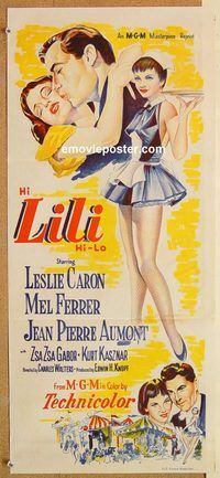 k656 LILI Australian daybill movie poster R60s Leslie Caron, Mel Ferrer