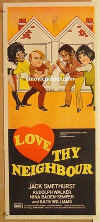 k661 LOVE THY NEIGHBOR Australian daybill movie poster '73 Jack Smethurst & Rudolph Walker!
