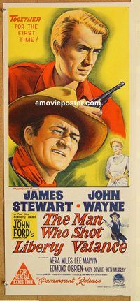 k674 MAN WHO SHOT LIBERTY VALANCE Australian daybill movie poster '62 Wayne