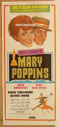 k679 MARY POPPINS Australian daybill movie poster R73 Julie Andrews, Disney