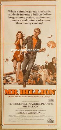 k691 MR BILLION Australian daybill movie poster '77 Terence Hill, Perrine