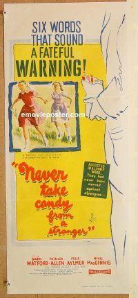 k699 NEVER TAKE CANDY FROM A STRANGER Australian daybill movie poster '61