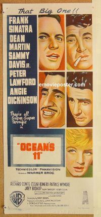 k704 OCEAN'S 11 Australian daybill movie poster '60 Sinatra, Rat Pack!