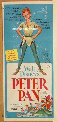 k715 PETER PAN Aust daybill R74 Walt Disney cartoon fantasy classic, where adventure never ends!