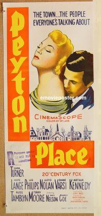 k717 PEYTON PLACE Australian daybill movie poster R60s Lana Turner, Lange