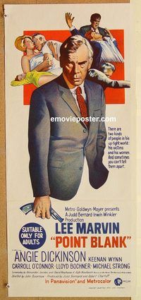 k723 POINT BLANK Australian daybill movie poster '67 Lee Marvin, Dickinson