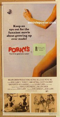 k725 PORKY'S Australian daybill movie poster '82 teen sex classic!