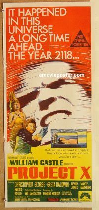 k732 PROJECT X Australian daybill movie poster '68 William Castle