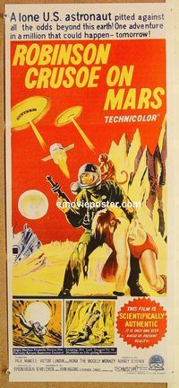 k747 ROBINSON CRUSOE ON MARS Australian daybill movie poster '64 Mantee