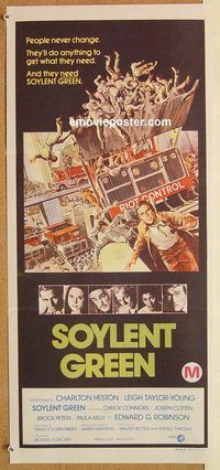 k771 SOYLENT GREEN Australian daybill movie poster '73 Heston, Robinson
