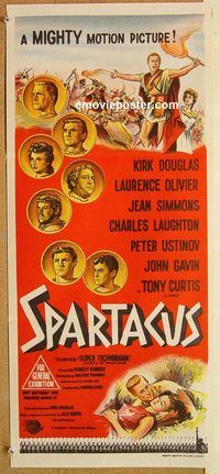 k772 SPARTACUS Australian daybill movie poster '61 Kubrick, Kirk Douglas